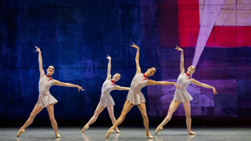Soloist Kirby Selchow, Artist Ema Takahashi, Principal Ana Gallardo Lobaina, and Soloist Jemima Scott in "Prismatic."