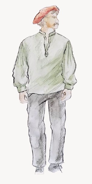 A sketch of the costume for Paul Gauguin.