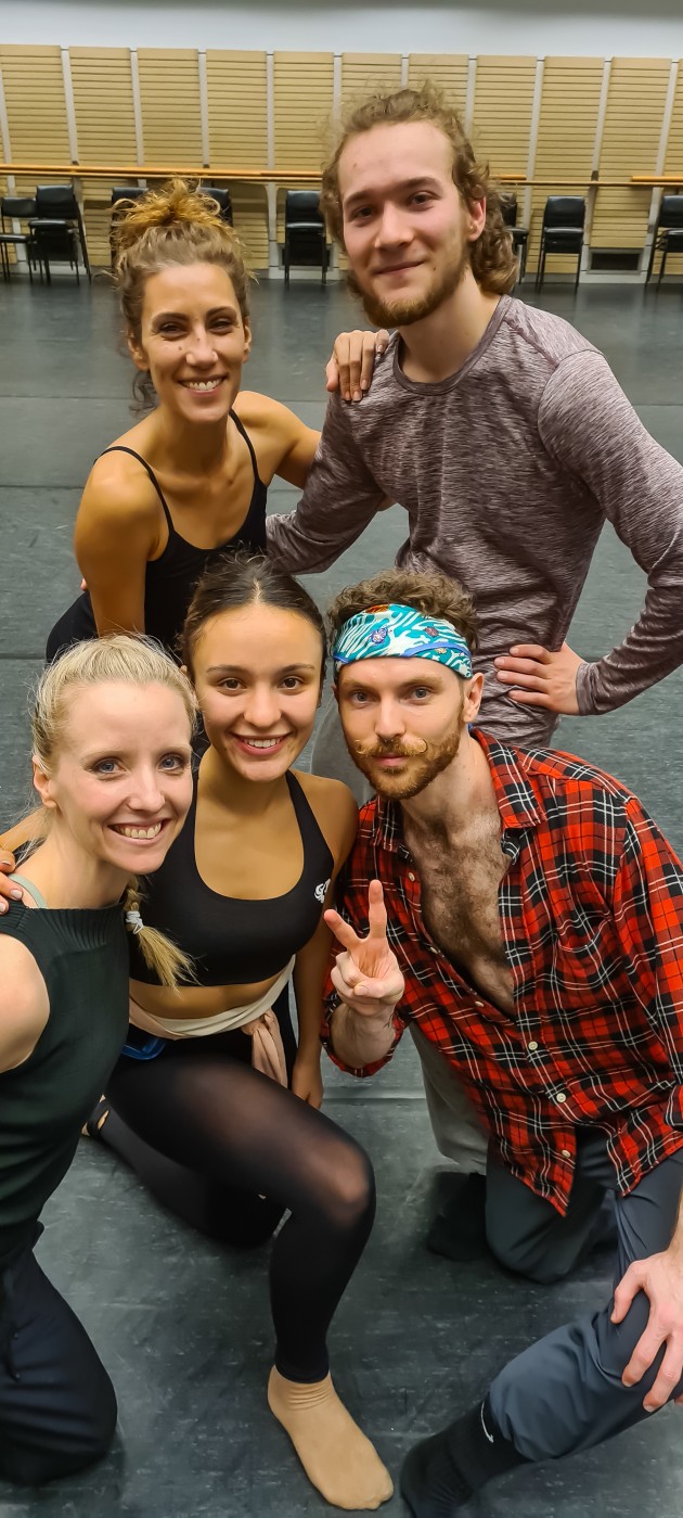 EFCC recipient Xanthe Geeves (bottom left) with dancers (clockwise from top left) Brittany Duwner, Josh Freedman, William John Banks and Nicole Corea. Photo: Gregor Thieler