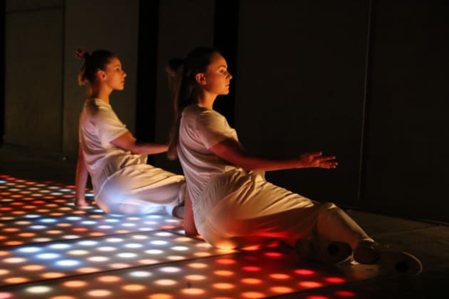 Eve Newton-Johnson and Zoe Wozniak in womb. Photo: Emma Fishwick.