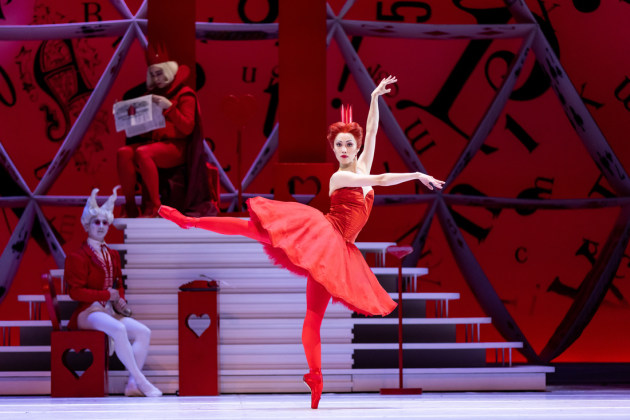 Ako Kondo as the Red Queen with Andrew Wright and Chengwu Guo. Photo by Daniel Boud.