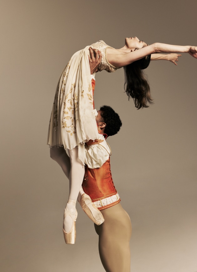 Robyn Hendricks as Juliet and Davi Ramos as Romeo in Romeo and Juliet (Cranko), The Australian Ballet. Photo: Pierre Toussaint, 2025.