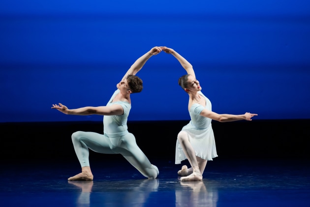 Gabriella Hawke and Angus O'Connell performing 'Vivaldi Concerto Grosso', choreographed by Lew Christensen. Photo by Stephen A'Court.