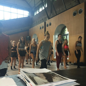 Lauren Seymour (front centre) demonstrating for aspirants during auditions for The Dream Dance Company.