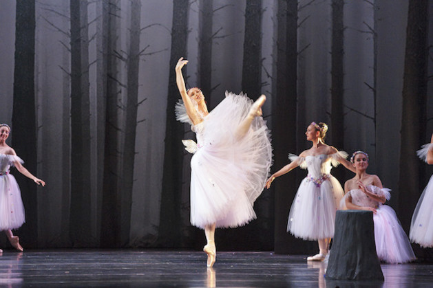 Jayne Smeulders and West Australian Ballet dancers in La Sylphide. Photo: Jon Green.
