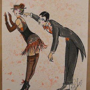 Roger Kirk for Sally Bowles and the Emcee in the 'Money' song in Cabaret, 1997,Gift of Roger Kirk, 2015.