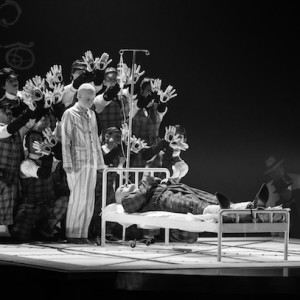 Rosie Lomas as Josh and Christopher Purves as Walt Disney in A Perfect American.  Photo: Dan Swinbourne.