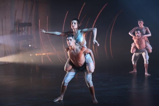 Ryan Pearson and Natasha Rogers in an excerpt from Elma Kris's Emeret Lu, originally created for Bangarra Dance Theatre. Photo: Michelle Blakeney.