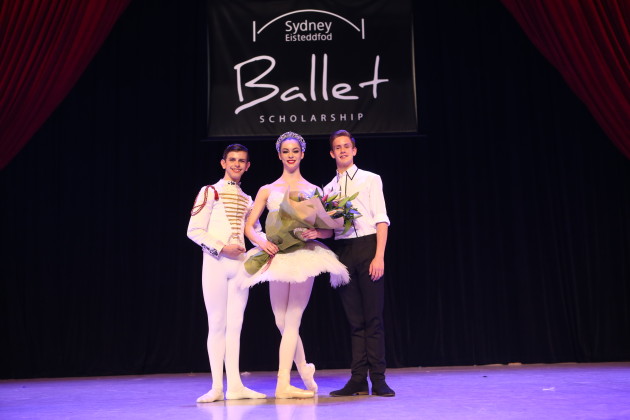 Joshua Price and Lania Atkins with last year's winner Harrison Lee. Photo: Winkipop Media.