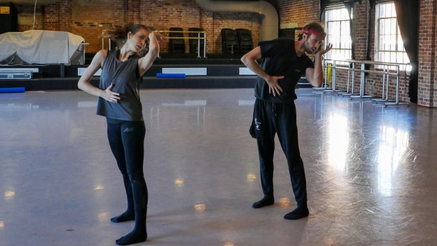 Alexa Tuzil and Ludovico Di Ubaldo rehearsing for CoVid Lab. Photo courtesy of West Australian Ballet