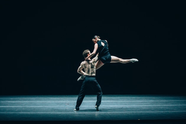 Liam Green and Mia Thompson of Sydney Dance Company in 'Ab [intra]'. Photo by Kate Longley.