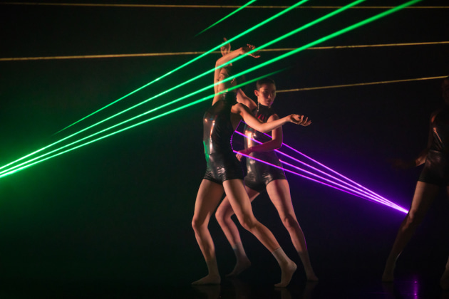 A scene from QUT's 2019 graduation season. The dancework is 'Neural Dust', choreographed by Steph Hutchison. Photo: Fiona Cullen.