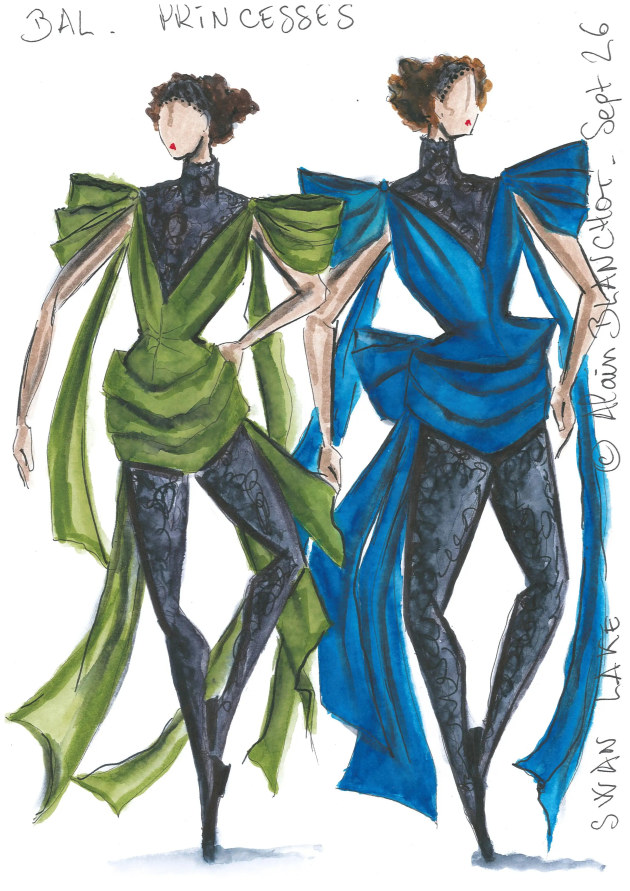 Costume design for Nouveaux Ballet Russes' 'Swan Lake' by Alain Blanchot