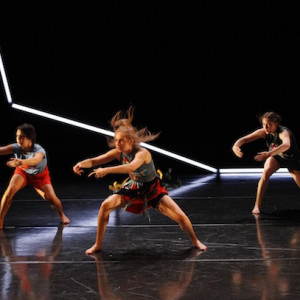 L-R Gabriela Green, Claire Leske, Louella Hogan in Stephanie Lake's Pteradactyl.  
Photo:  Jeff Busby.