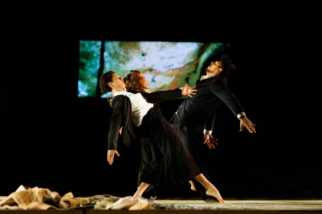 'Kwongkan': front Isha Sharvani, middle Kate Harman, back Ian Wilkes. Photo: Daniel Grant.