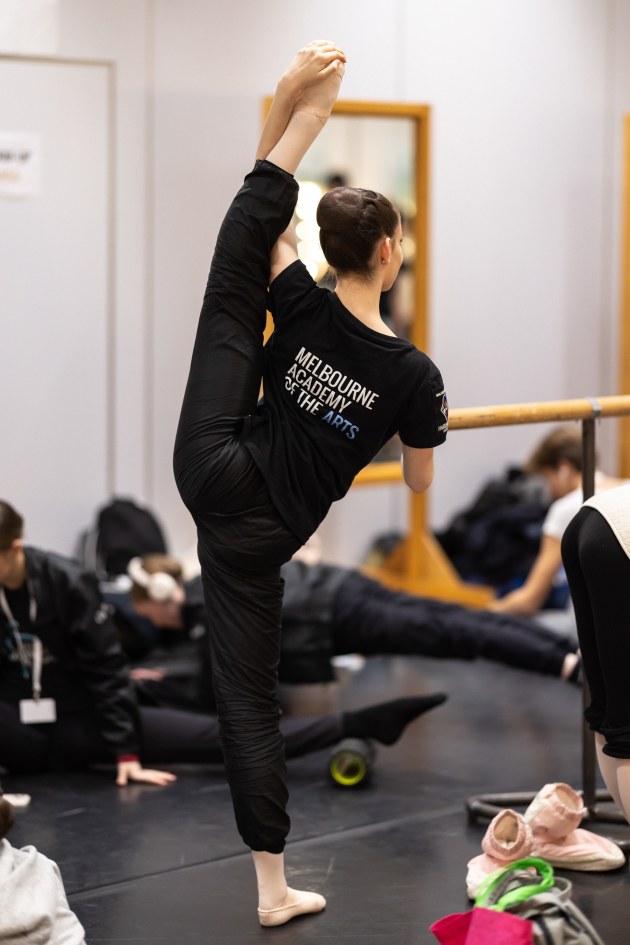 Maia Weisinger Braun, of the Melbourne Academy of the Arts, warming up for her tilt at the finals. Photo by Gregory Batardon.