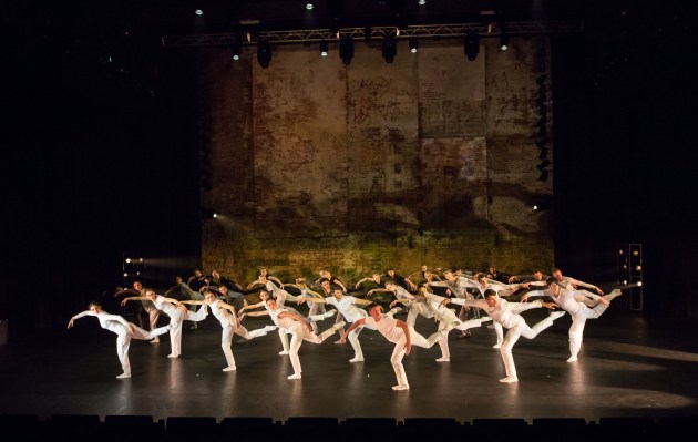 Queensland Ballet and Expressions Dance Company artists combine to perform Gabrielle Nakivell's 'Carbon Field". 
Photo: David Kelly.