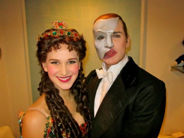 In costume as Christine with Hugh Panero as the Phantom, Broadway