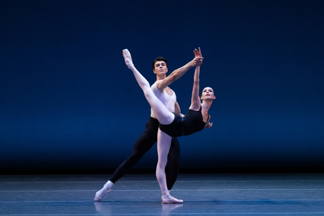 Sharni Spencer and Jake Mangahkia in 'The Four Temperaments', part of New York Dialects. 
Photo: Daniel Boud.