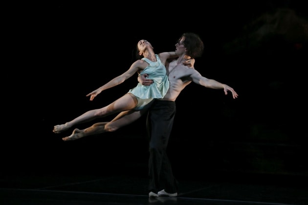 Callum Linnane and Leanne Stojmenov in 'Logos'.
Photo: Jeff Busby.