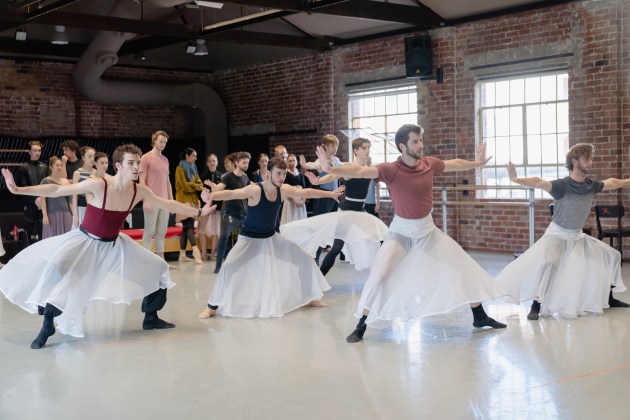 Rehearsing the 'crows' scene. Photo by Tallulah Chong.