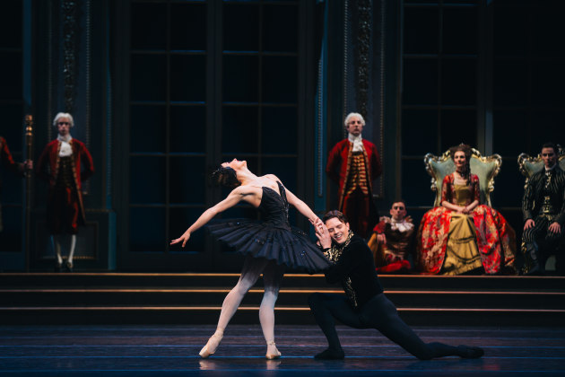 Benedicte Bemet and Joseph Caley in the Black Swan Pas de deux. Photo by Kate Longley.