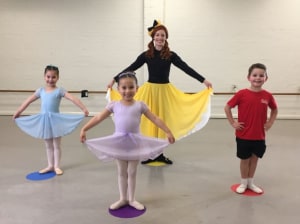 The Yellow Wiggle gets children ready to return to dance class