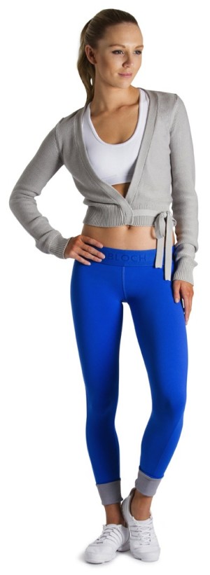 Bloch Studio wrap cardigan, racer crop & fold down waist tight
