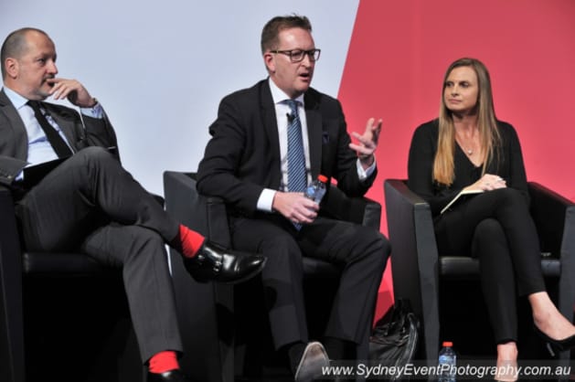 Network Ten's Russel Howcroft, Nine sales boss Michael Stephenson, Facebook's Ellie Rogers, MCN's Suzie Cardwell and AOL MD Mitch Waters were on the panel, monitored by Magna's Victor Corones.