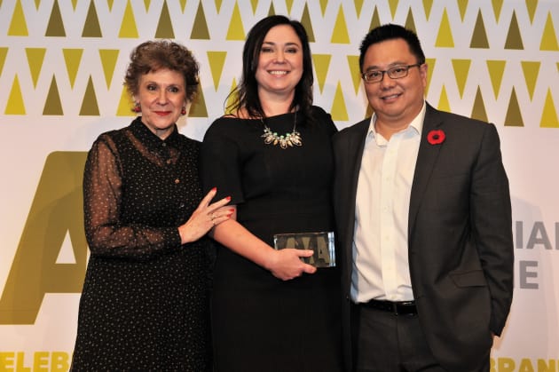 Julia Zaetta, Nicole Sheffield and Nick Chan at the Australian Magazine Awards