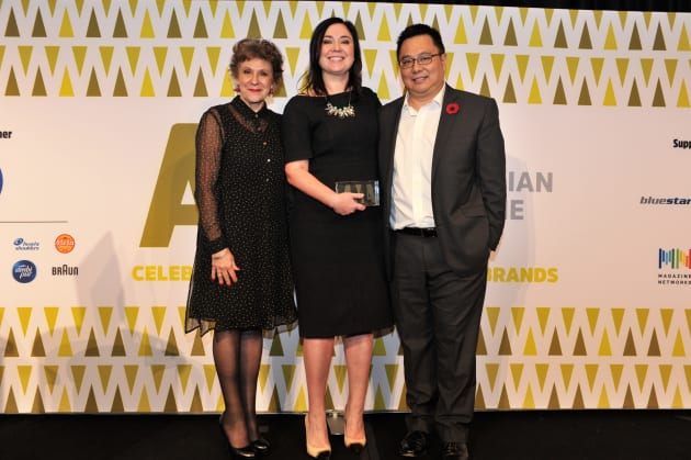 Julia Zaetta, Nicole Sheffield and Nick Chan at the Australian Magazine Awards