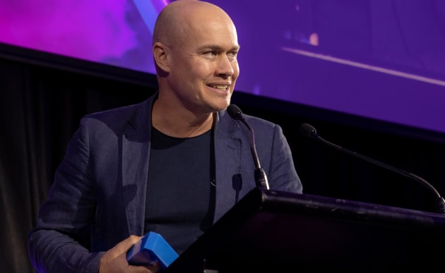 Stephen McArdle accepts the award. Photo by Tim Levy