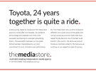 The Media Store uses advertising to thank departing client Toyota