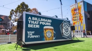 Furphy pours beers from a billboard in first major ad campaign
