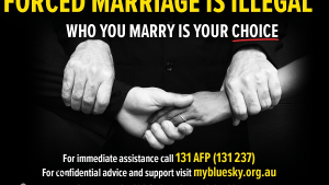 Forced marriage awareness advertising campaign at Sydney Airport