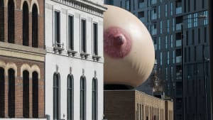 Giant boob combats stigma of breast feeding