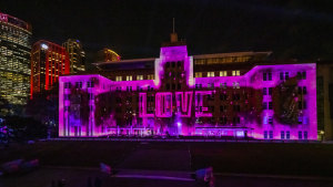 The MCA's façade has been transformed for Vivid Sydney