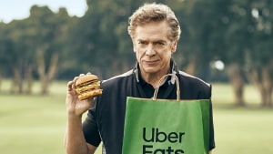 A disgruntled Chris McDonald with Maccas and Uber via Poem