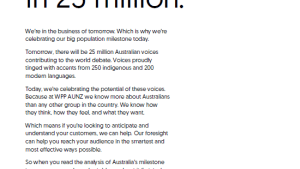 WPP AUNZ celebrates population milestone with print ads