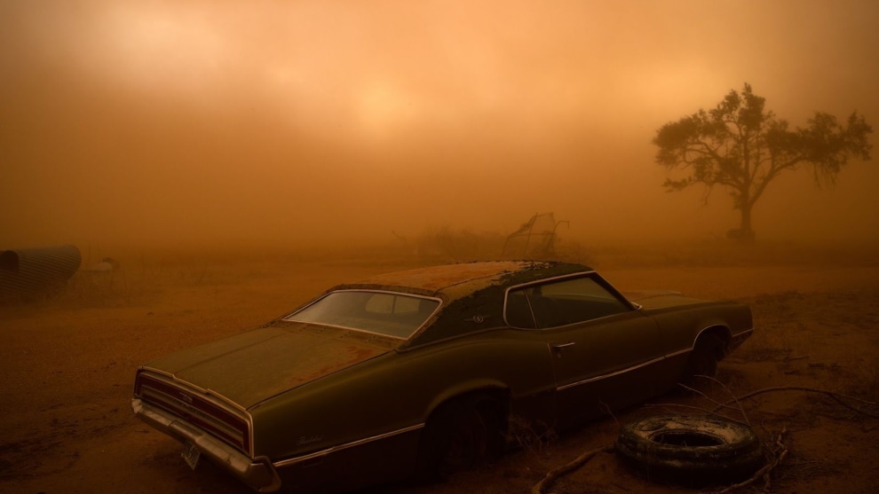 2nd Place in Places. Photograph and caption by Nicholas Moir / 2018 National Geographic Photo Contest. A rusting Ford Thunderbird is blanketed by red dust from a supercell thunderstorm in Ralls, Texas. The dry, plowed fields of the Texas Panhandle made easy prey for the storm, which had winds over 90 miles an hour ripping up the topsoil and depositing it farther south. I was forecasting and positioning a team of videographers and photographers on a storm chase in Tornado Alley&mdash;this was our last day of a very successful chase, having witnessed 16 tornadoes over 10 days. The target area for a storm initiation was just south of Amarillo, Texas. Once the storm became a supercell, it moved southbound with outflow winds that were easily strong enough to tear up the topsoil and send it into the air.