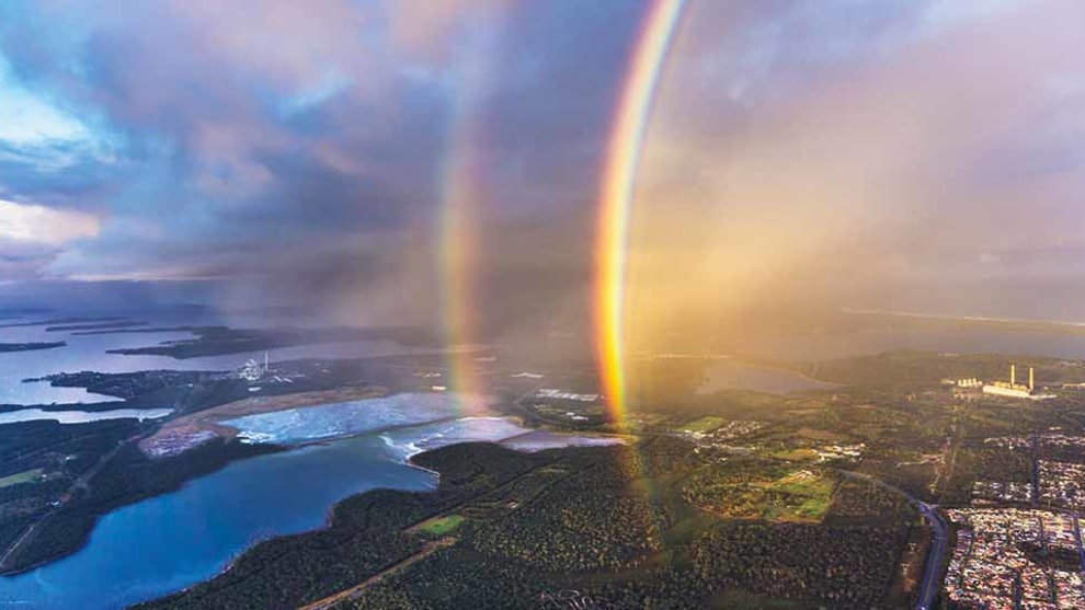 Double rainbow over Lake Munmorah, NSW &copy; Andy Smith Photography