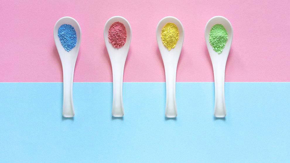 Copyright: &copy; Billie-Maree Ward, Australia, Shortlist, Open, Still Life (Open competition), 2019 Sony World Photography Awards. Crushed pastels lined up in plastic spoons.