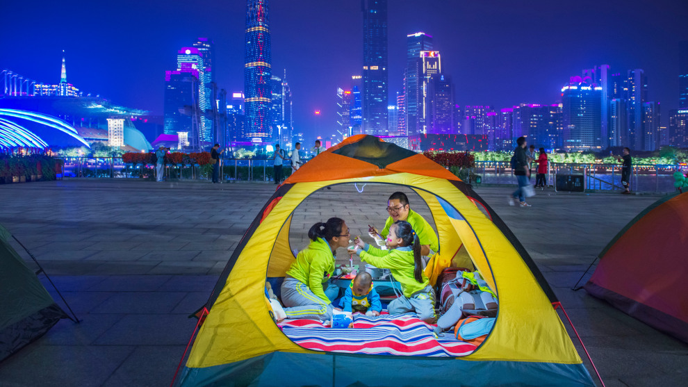 Copyright: &copy; Zhou Dainan, China, Shortlist, Open, Street Photography (Open competition), 2019 Sony World Photography Awards. On March 17, 2018, Guangzhou, Guangdong Province, China held a city camping event.