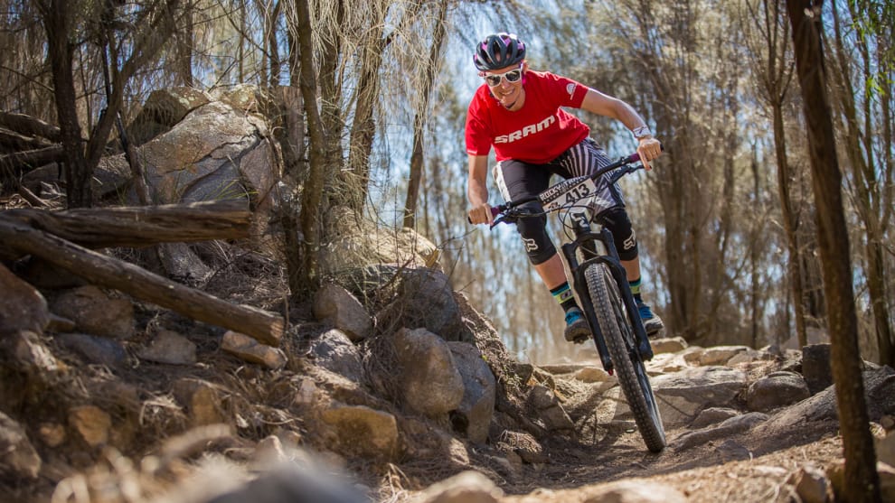 Claire Whiteman racing towads the win with a smile.
Photo: OuterImage.com.au