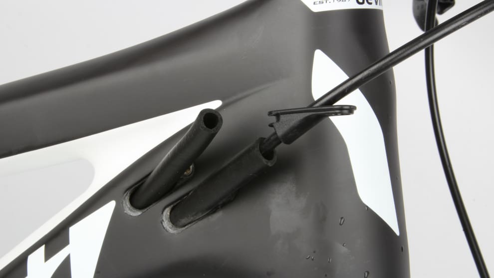 Foam sleeves lessen the chance of cable rattles but the smallish cable ports present some challenges wen setting the bike up.