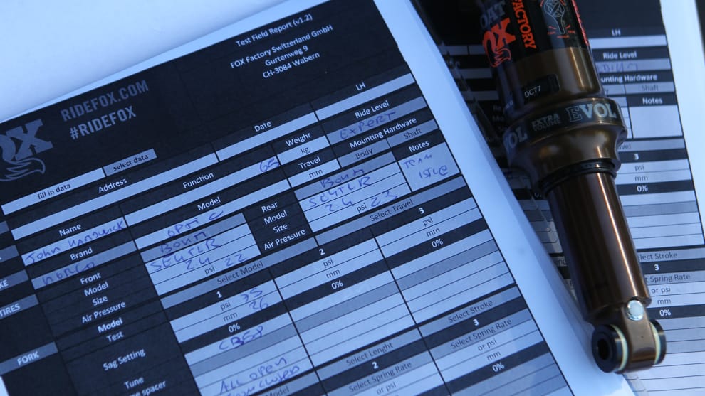 Taking notes on the original setup, rider weight and the desired outcome is step one on the FFT process.