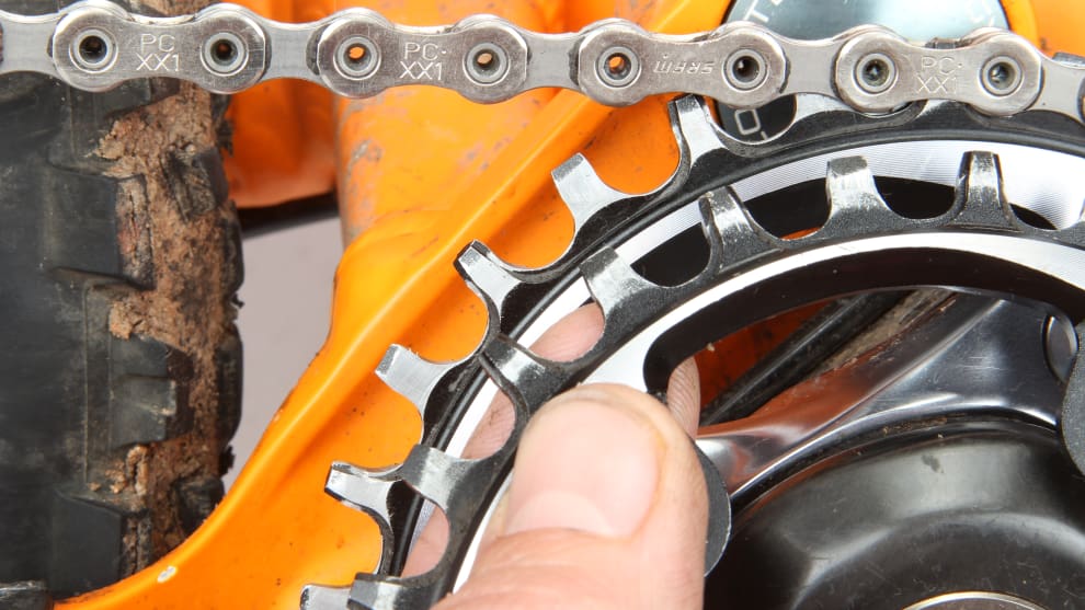 Keep a close eye on the tooth profile on your chainring. Compare it with a new ring and look for hooked or pointy teeth.