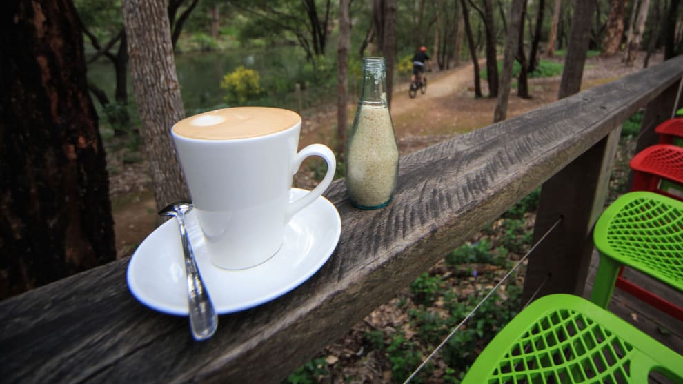 Coffee overlooking the trails at the Hairy Marron