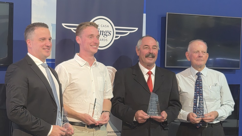 2025 Wings Awards winners Kristian Constantindes, Ben Byrnes, Phil Unicomb and Dave Prossor with their awards