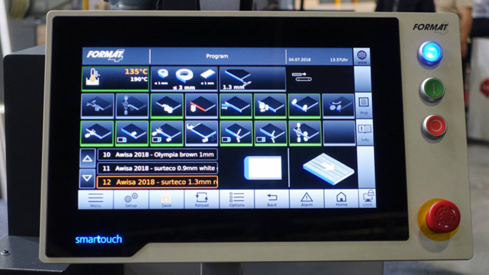 Felder machinery's Format 4 Tempora&rsquo;s Smarttouch control unit gives fingertip control and monitoring of all edgebanding functions.